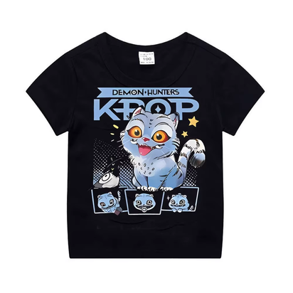 Kpop Demon Hunters Children'S Clothing Short Sleeve T-Shirt Cute Kpop Demon Hunters Tiger Harajuku Tshirt for Boys Girls