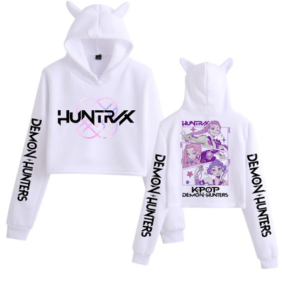 Kpop Demon Hunters - Crop Tops Long Sleeve, Cat Ears Hoodie for Adults