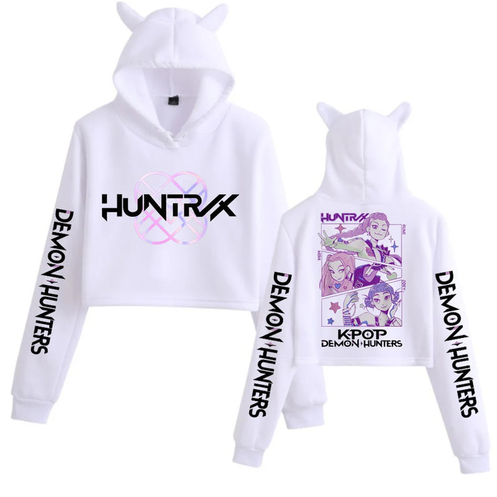 Kpop Demon Hunters - Crop Tops Long Sleeve, Cat Ears Hoodie for Adults