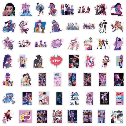 56Pcs Skateboard Waterproof Decal New Anime Kpop Demon Hunters Stickers DIY Stickers Scrapbooking Phone Luggage