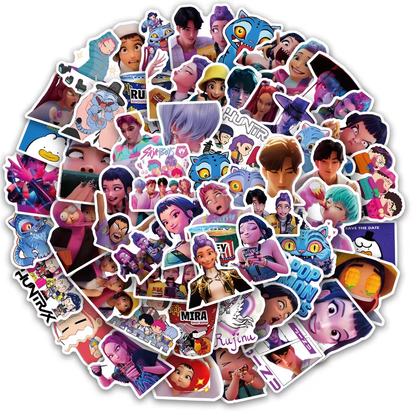 60Pcs Kpop Demon Hunters Stickers Kpop Demon Hunters DIY Stickers Scrapbooking Phone Luggage Skateboard Waterproof Decals