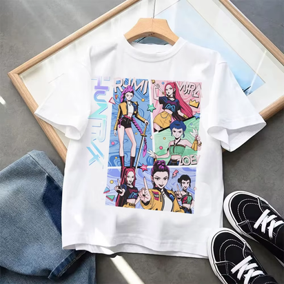 Kpop Demon Hunters Children'S Clothing Short Sleeve T-Shirt Kpop Demon Hunters Tiger Harajuku Tshirt for Boys Girls Gift