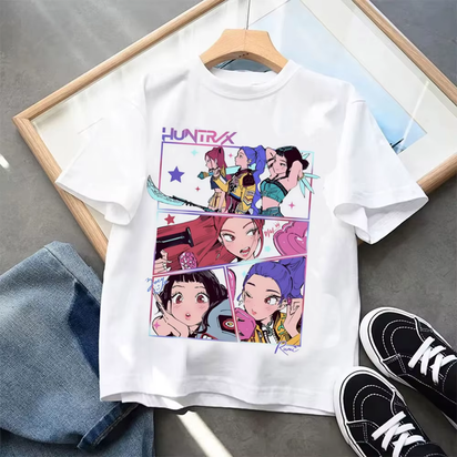 Kpop Demon Hunters Children'S Clothing Short Sleeve T-Shirt Kpop Demon Hunters Tiger Harajuku Tshirt for Boys Girls Gift