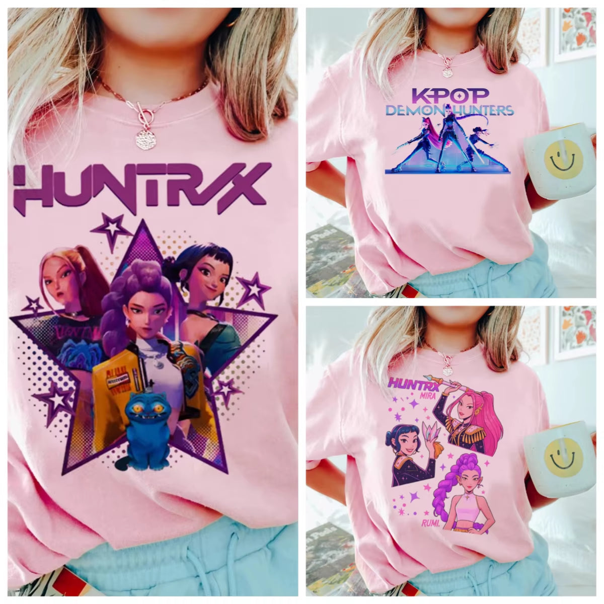 Anime Kpop Demon Hunters T-Shirt Tops for Children Casual Loose Girl Boy Clothing round Neck Short Sleeve Street Style T-Shirts