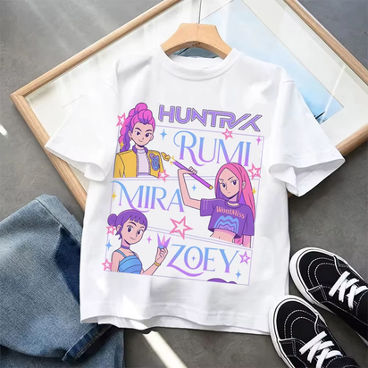 Kpop Demon Hunters Children'S Clothing Short Sleeve T-Shirt Kpop Demon Hunters Tiger Harajuku Tshirt for Boys Girls Gift