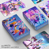 New Kpop Demon Hunters 30 Laser Cards K-POP Witch Hunt Cartoon Series Accessories LOMO Small Cards