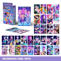 New Kpop Demon Hunters 30 Laser Cards K-POP Witch Hunt Cartoon Series Accessories LOMO Small Cards
