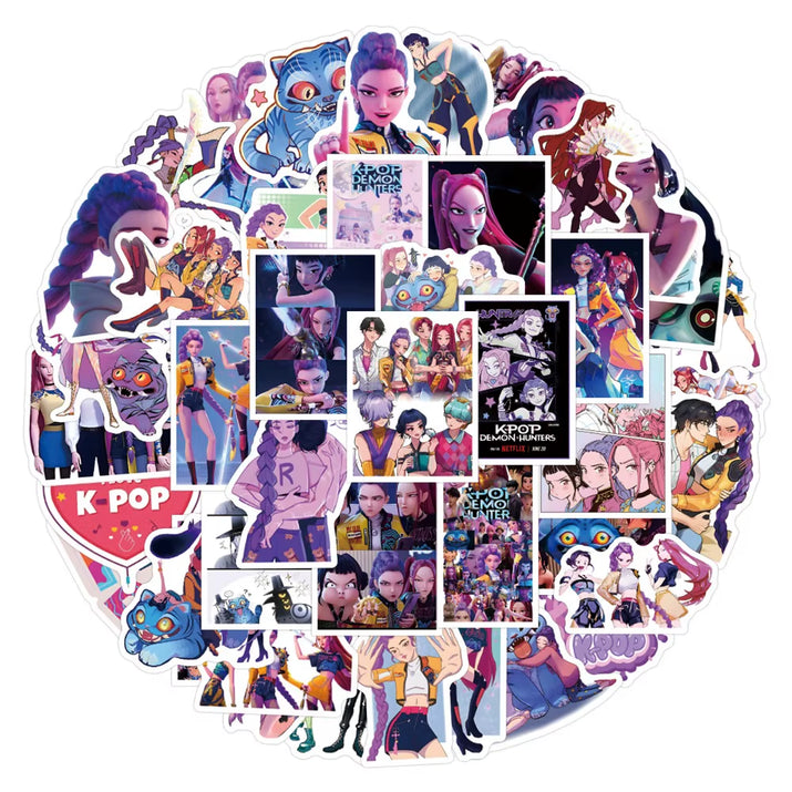 56Pcs Skateboard Waterproof Decal New Anime Kpop Demon Hunters Stickers DIY Stickers Scrapbooking Phone Luggage