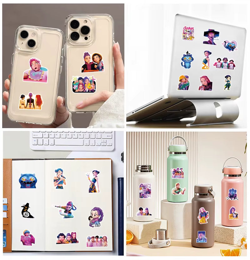 60Pcs Movie Kpop Demon Hunters Stickers Derpy Tiger Waterproof Graffiti DIY Phone Case Laptop Cool Scrapbooking Stickers