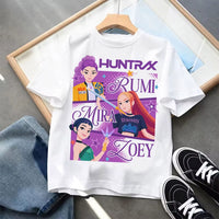 Kpop Demon Hunters Children'S Clothing Short Sleeve T-Shirt Kpop Demon Hunters Tiger Harajuku Tshirt for Boys Girls Gift