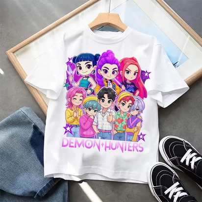 Kpop Demon Hunters Children'S Clothing Short Sleeve T-Shirt Kpop Demon Hunters Tiger Harajuku Tshirt for Boys Girls Gift