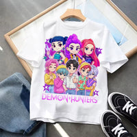 Kpop Demon Hunters Children'S Clothing Short Sleeve T-Shirt Kpop Demon Hunters Tiger Harajuku Tshirt for Boys Girls Gift